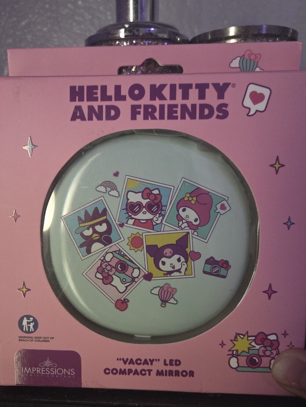 Sanrio Hello Kitty and Friends Pastel Pink LED Compact Mirror